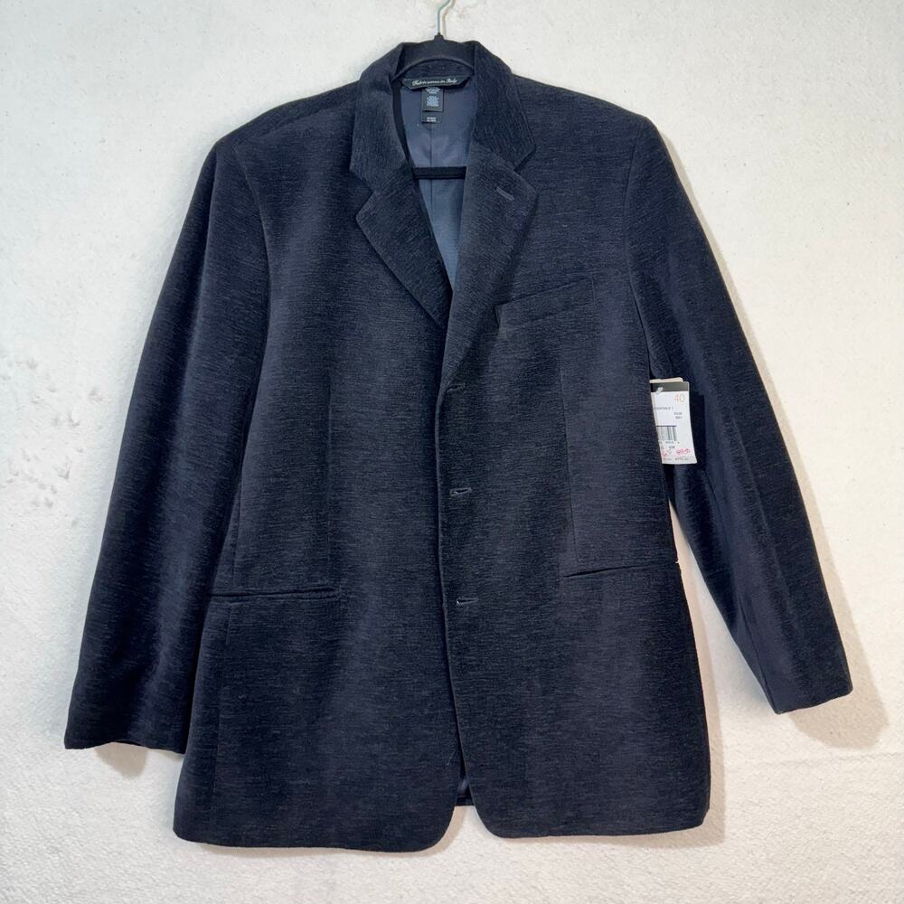 Liz Claiborne Classic Black 3-Button Cotton Blend Blazer Size 40 Old Stock Italy